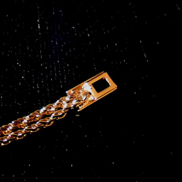 Earring Set Teardrop Filigree Gold-Toned and Two Gold-Toned Bracelets - Picture 12 of 12